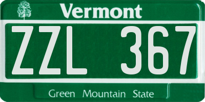 VT license plate ZZL367