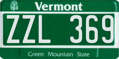 VT license plate ZZL369