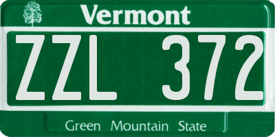 VT license plate ZZL372