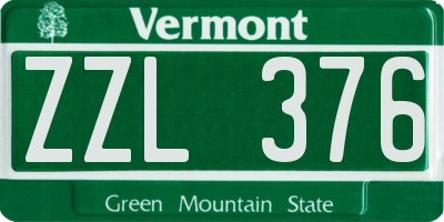 VT license plate ZZL376