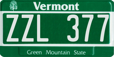 VT license plate ZZL377