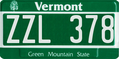 VT license plate ZZL378