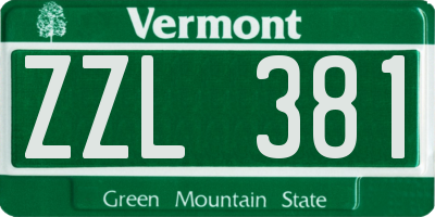 VT license plate ZZL381