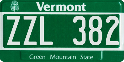 VT license plate ZZL382