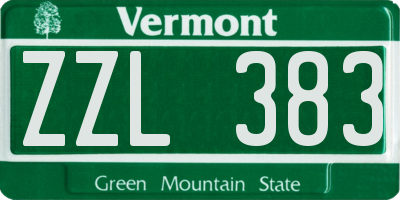 VT license plate ZZL383