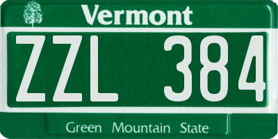 VT license plate ZZL384