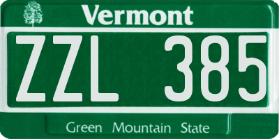 VT license plate ZZL385