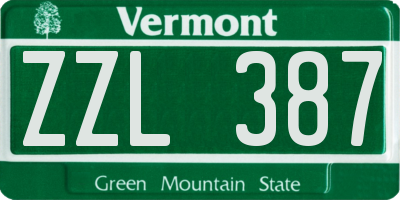VT license plate ZZL387