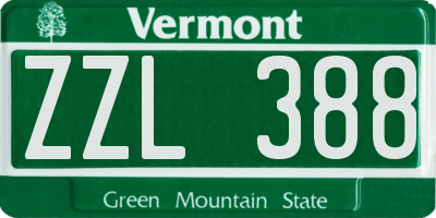 VT license plate ZZL388