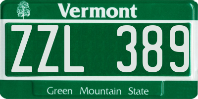 VT license plate ZZL389