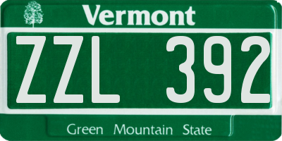 VT license plate ZZL392