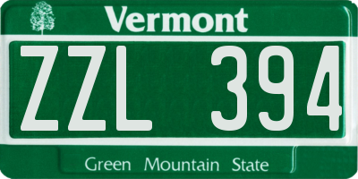 VT license plate ZZL394