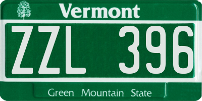 VT license plate ZZL396