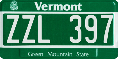 VT license plate ZZL397