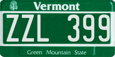VT license plate ZZL399