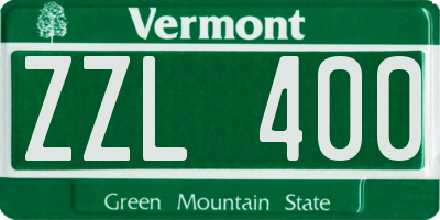 VT license plate ZZL400