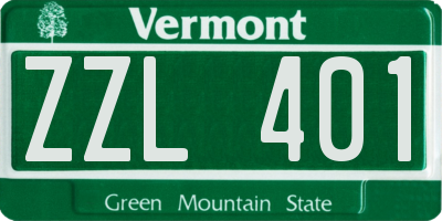 VT license plate ZZL401