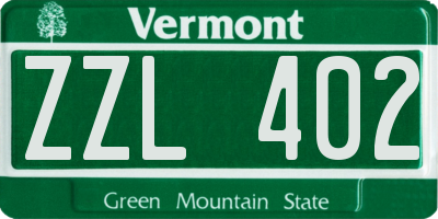 VT license plate ZZL402