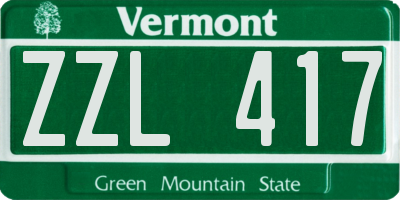 VT license plate ZZL417