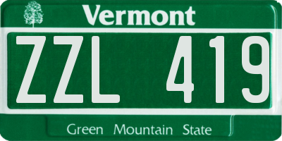 VT license plate ZZL419