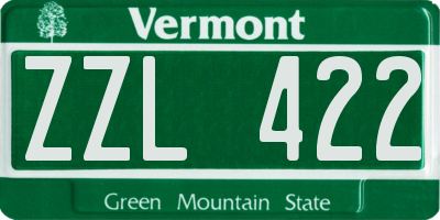 VT license plate ZZL422