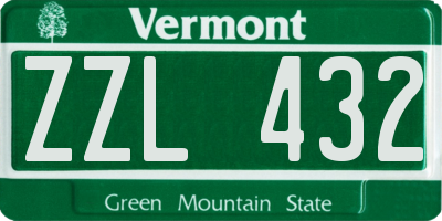 VT license plate ZZL432