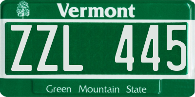 VT license plate ZZL445