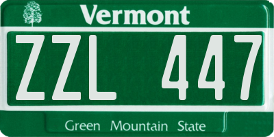 VT license plate ZZL447