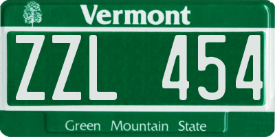 VT license plate ZZL454