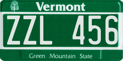 VT license plate ZZL456