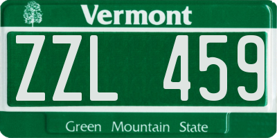 VT license plate ZZL459