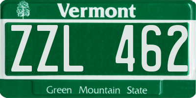 VT license plate ZZL462