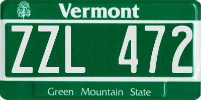 VT license plate ZZL472