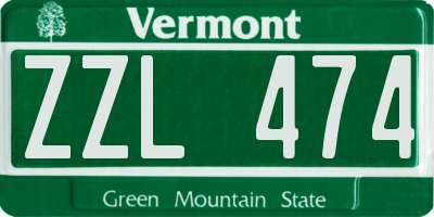 VT license plate ZZL474