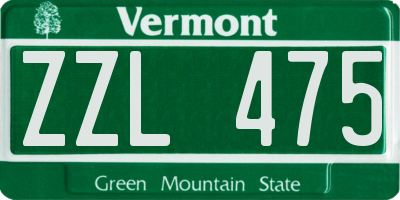 VT license plate ZZL475