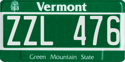VT license plate ZZL476