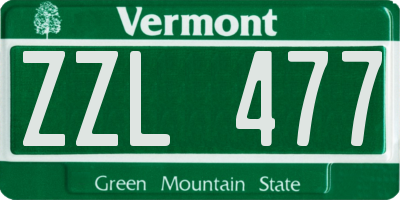 VT license plate ZZL477