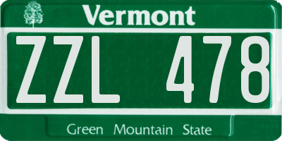 VT license plate ZZL478