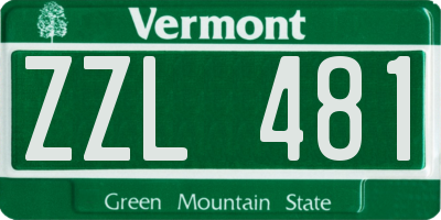 VT license plate ZZL481