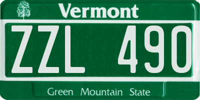 VT license plate ZZL490