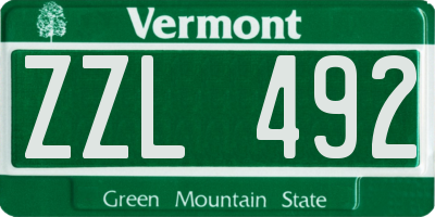VT license plate ZZL492
