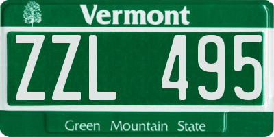 VT license plate ZZL495