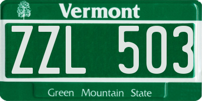 VT license plate ZZL503