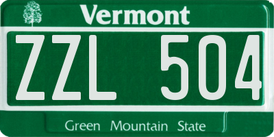 VT license plate ZZL504