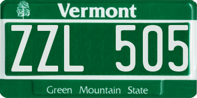 VT license plate ZZL505