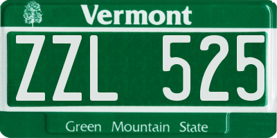 VT license plate ZZL525