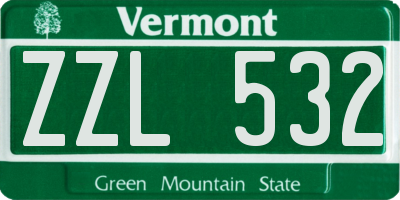 VT license plate ZZL532