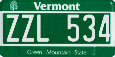VT license plate ZZL534