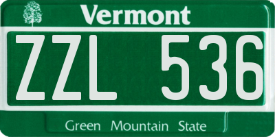 VT license plate ZZL536