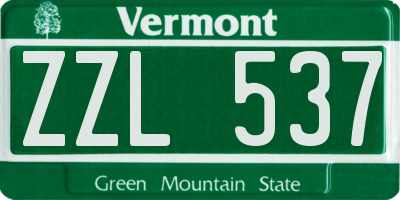 VT license plate ZZL537